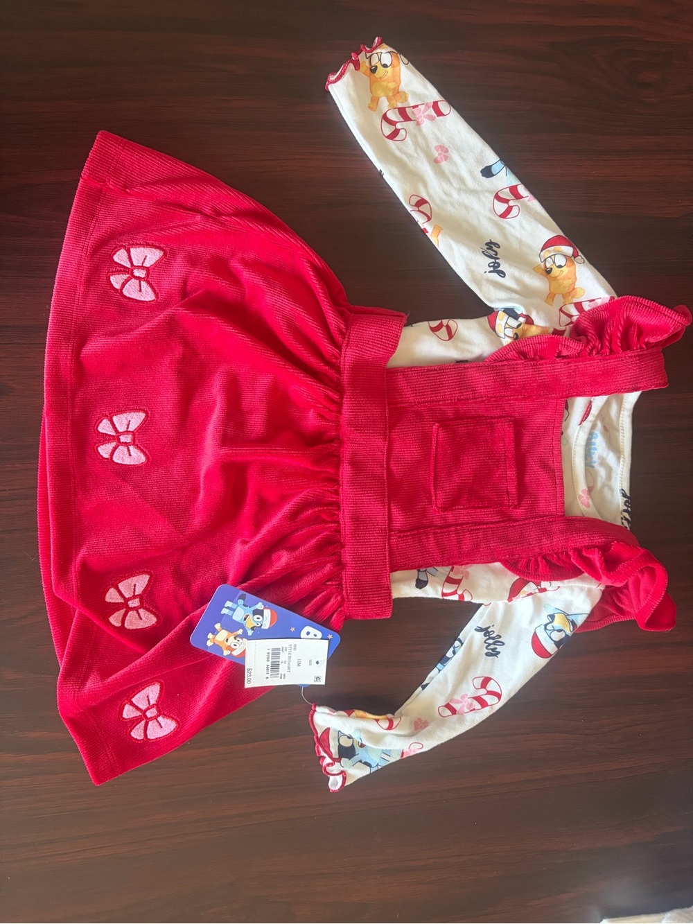 Bluey Christmas dress Set with Printed Long-Sleeve Top